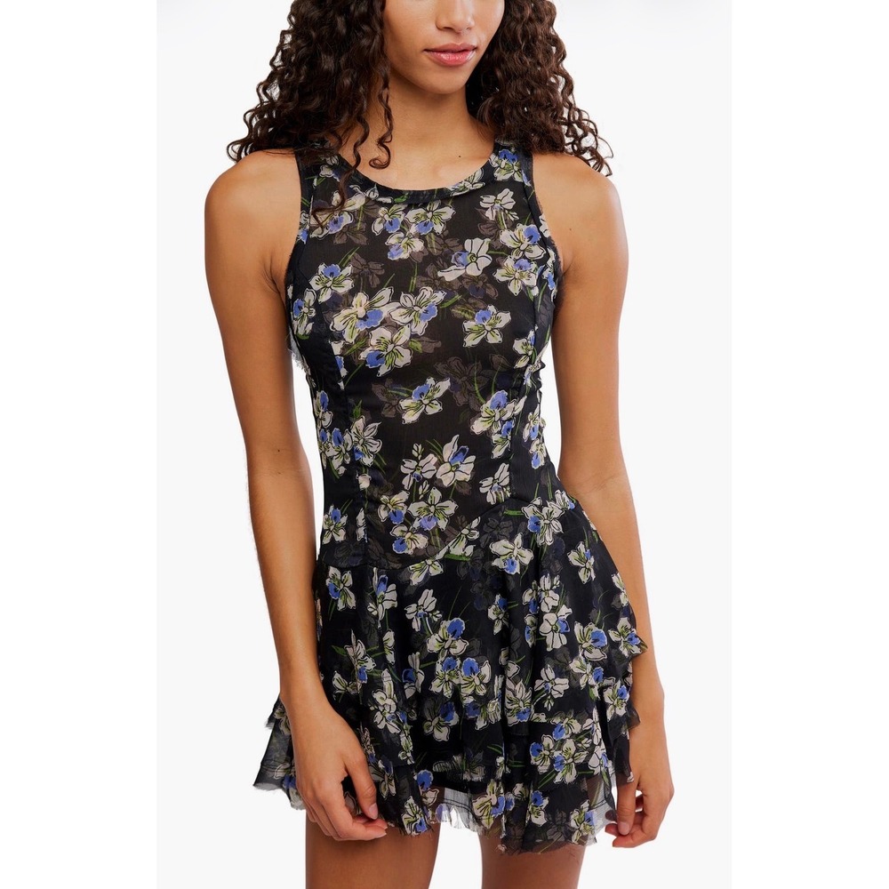 Free People Raven Printed Mini Dress M